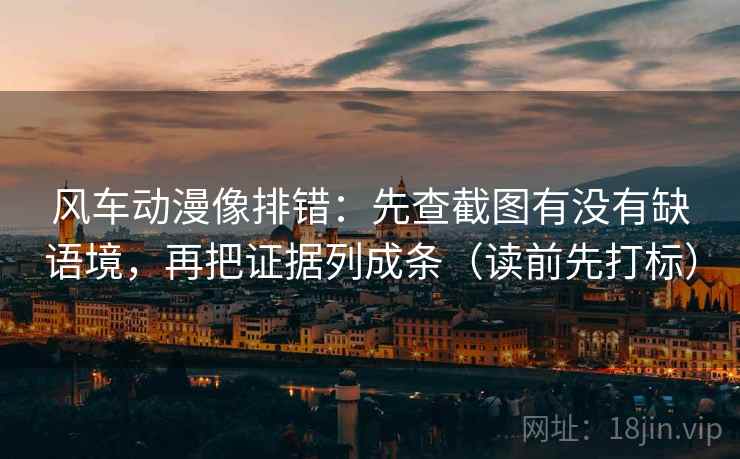风车动漫像排错：先查截图有没有缺语境，再把证据列成条（读前先打标）