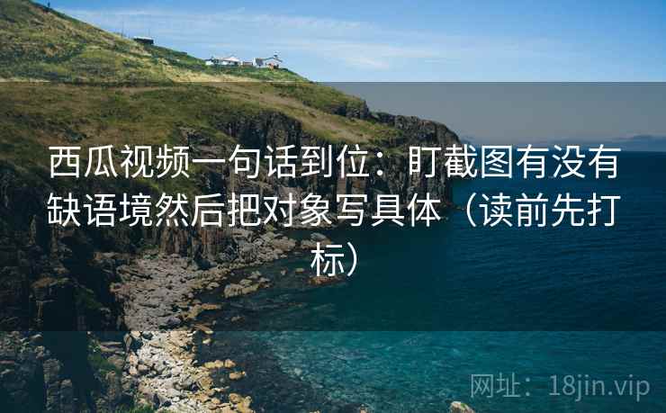 西瓜视频一句话到位：盯截图有没有缺语境然后把对象写具体（读前先打标）
